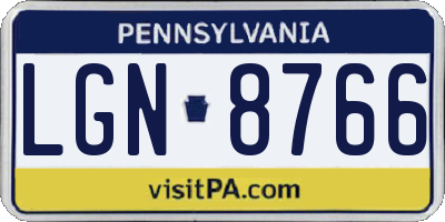 PA license plate LGN8766