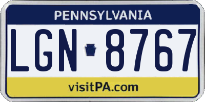 PA license plate LGN8767