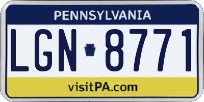 PA license plate LGN8771