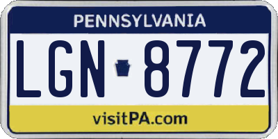 PA license plate LGN8772