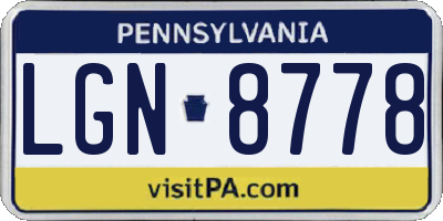 PA license plate LGN8778