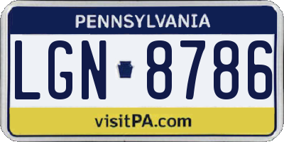 PA license plate LGN8786