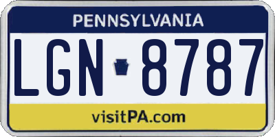 PA license plate LGN8787