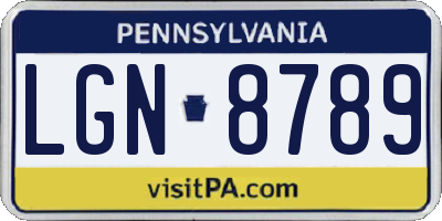 PA license plate LGN8789