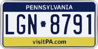 PA license plate LGN8791