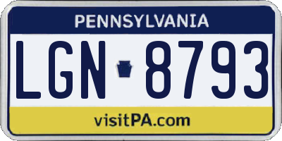 PA license plate LGN8793