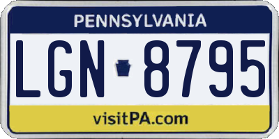 PA license plate LGN8795
