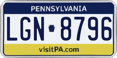 PA license plate LGN8796