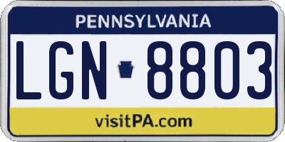 PA license plate LGN8803