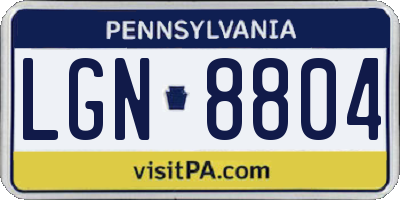 PA license plate LGN8804