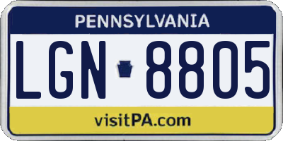 PA license plate LGN8805