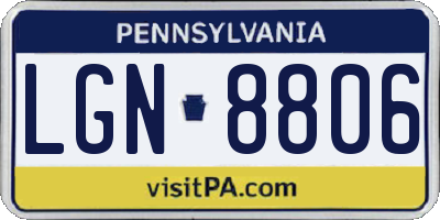PA license plate LGN8806