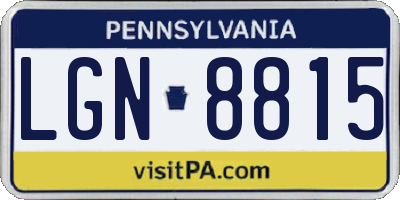 PA license plate LGN8815