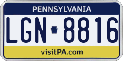 PA license plate LGN8816