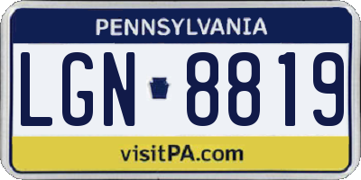 PA license plate LGN8819