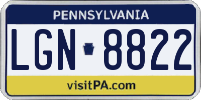 PA license plate LGN8822