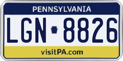 PA license plate LGN8826
