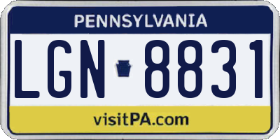 PA license plate LGN8831