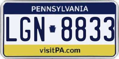 PA license plate LGN8833