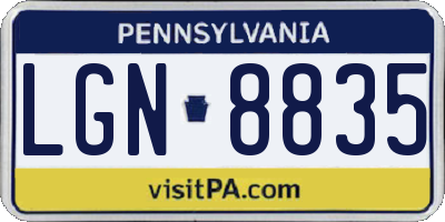 PA license plate LGN8835
