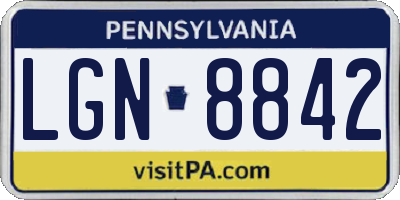 PA license plate LGN8842