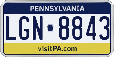 PA license plate LGN8843