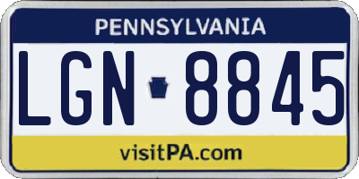 PA license plate LGN8845