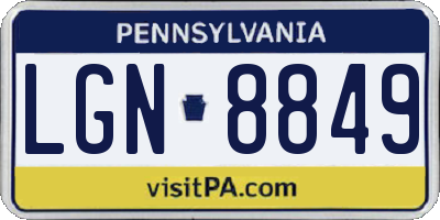 PA license plate LGN8849