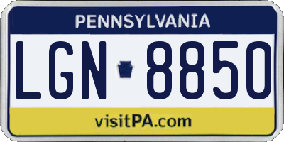 PA license plate LGN8850