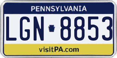 PA license plate LGN8853