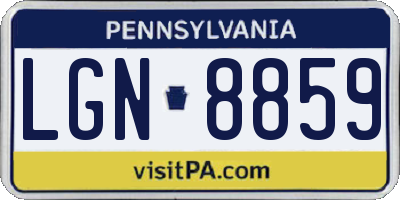 PA license plate LGN8859