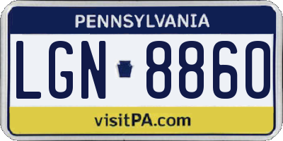PA license plate LGN8860