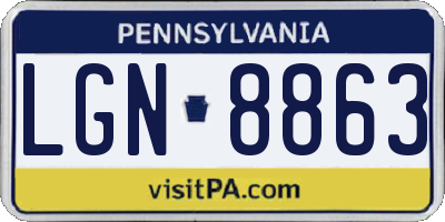PA license plate LGN8863