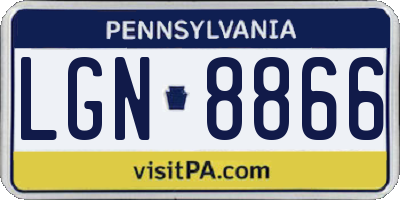 PA license plate LGN8866