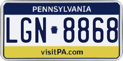 PA license plate LGN8868