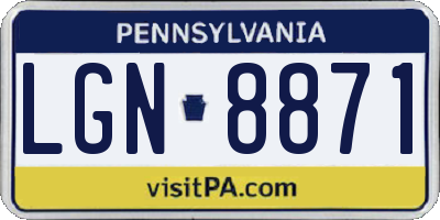 PA license plate LGN8871