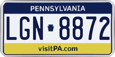 PA license plate LGN8872