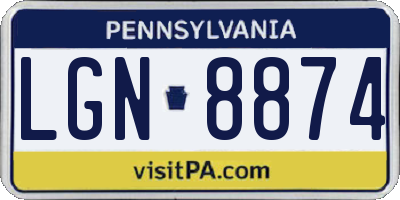 PA license plate LGN8874