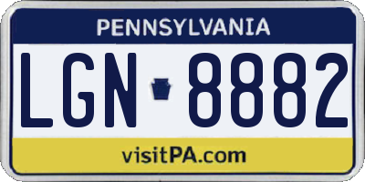 PA license plate LGN8882