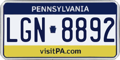 PA license plate LGN8892