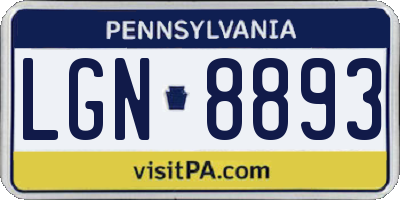 PA license plate LGN8893
