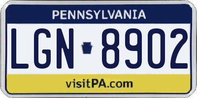 PA license plate LGN8902