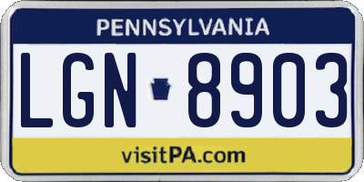 PA license plate LGN8903
