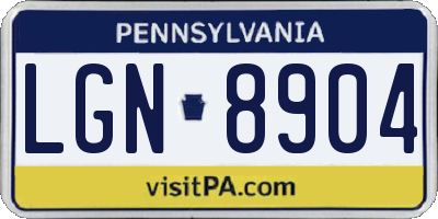 PA license plate LGN8904