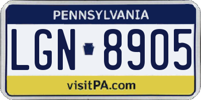 PA license plate LGN8905