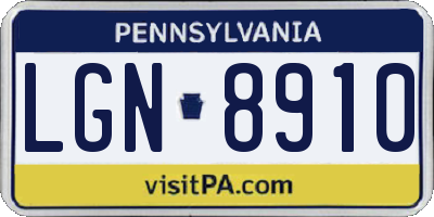 PA license plate LGN8910