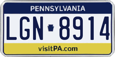 PA license plate LGN8914