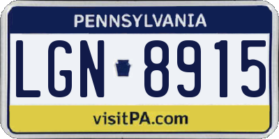 PA license plate LGN8915