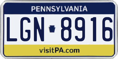 PA license plate LGN8916