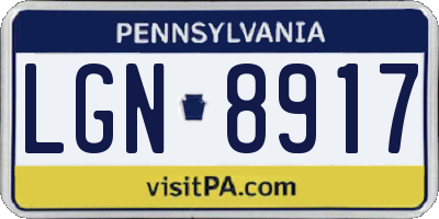 PA license plate LGN8917